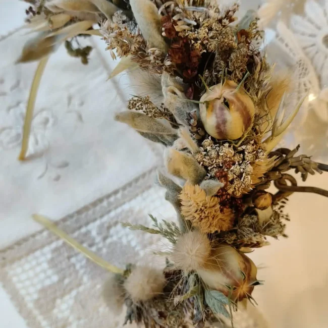 serre tête fleurs séchées mariage couronne fleurs